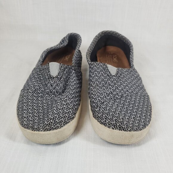 Womens Toms Black White Chevron Pattern Slide On Shoes Sz W7 - Picture 2 of 8